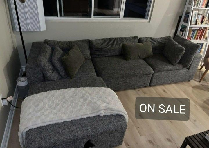 Modular Sectional Couch Sofa With Ottoman Grey