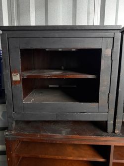 Refurbisher Special! Matching Pair of Solid Wood Media Cabinets / Nightstands