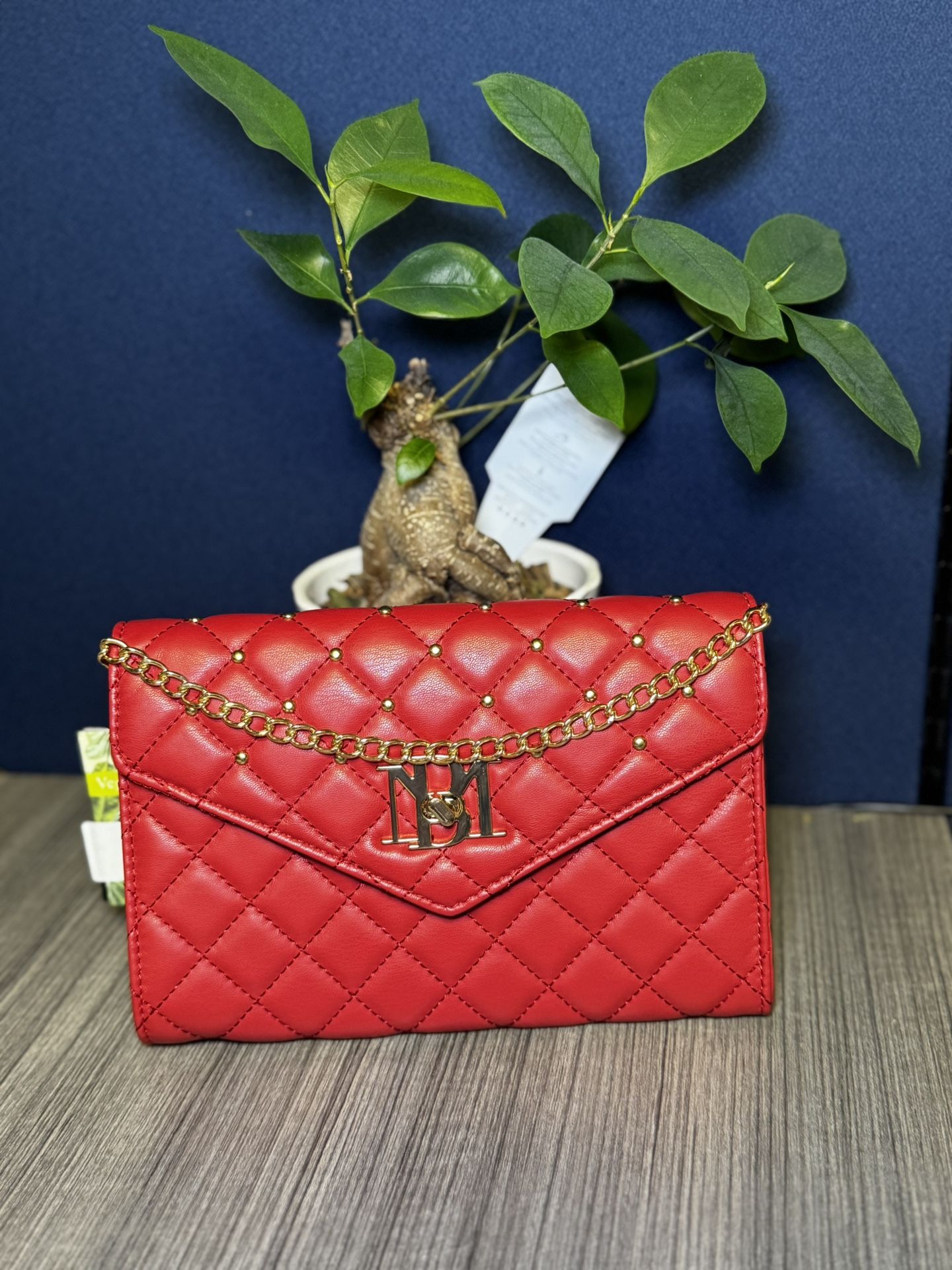 Badgley Mischka Diamond Quilted Red Crossbody Bag