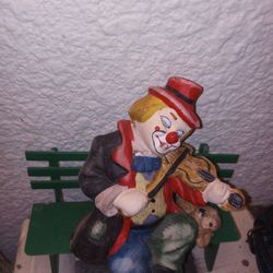 Clown On Bench Figurine 