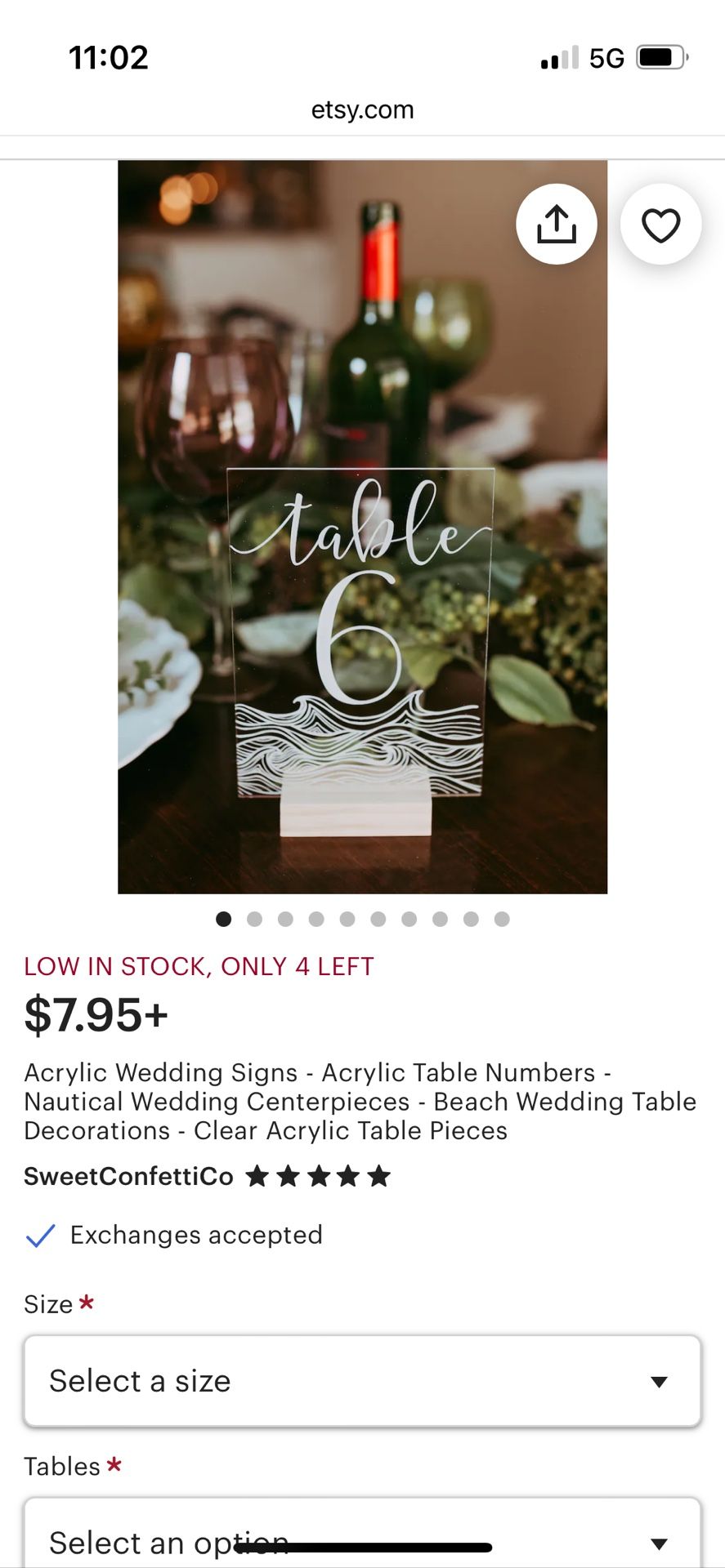 10 Table Numbers for Event