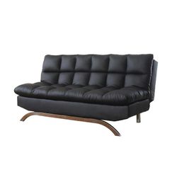 Soft PU Black Futon Sofa - Converts To Bed