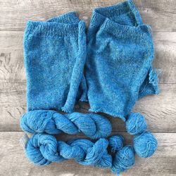 Lot of Candide Light Weight 100% Virgin Wool Skein Yarn and Project