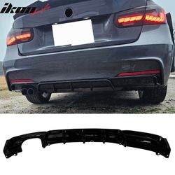 Fits 2012-2018 BMW 3 Series F30 F31 Gloss Black Rear Diffuser Single Side Exhaust