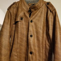 Vintage Brown faux LEATHER JACKET  SIZE 44 MINT CONDITION 