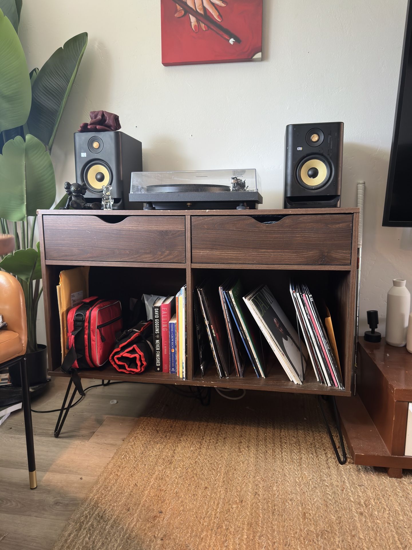 Nice Wood Record Player Stand / Media Console ( Mid Century Modern, Side Table, Record Player Stand, Modern) 