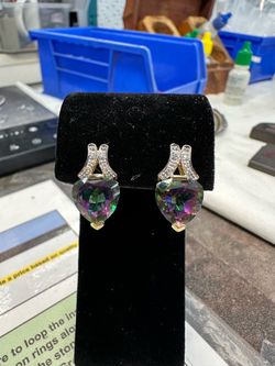 Heart-Cut Mystic Topaz and Diamond Earrings