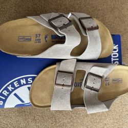 Birkenstock Arizona Grey Suede Leather Unisex Casual Sandals 