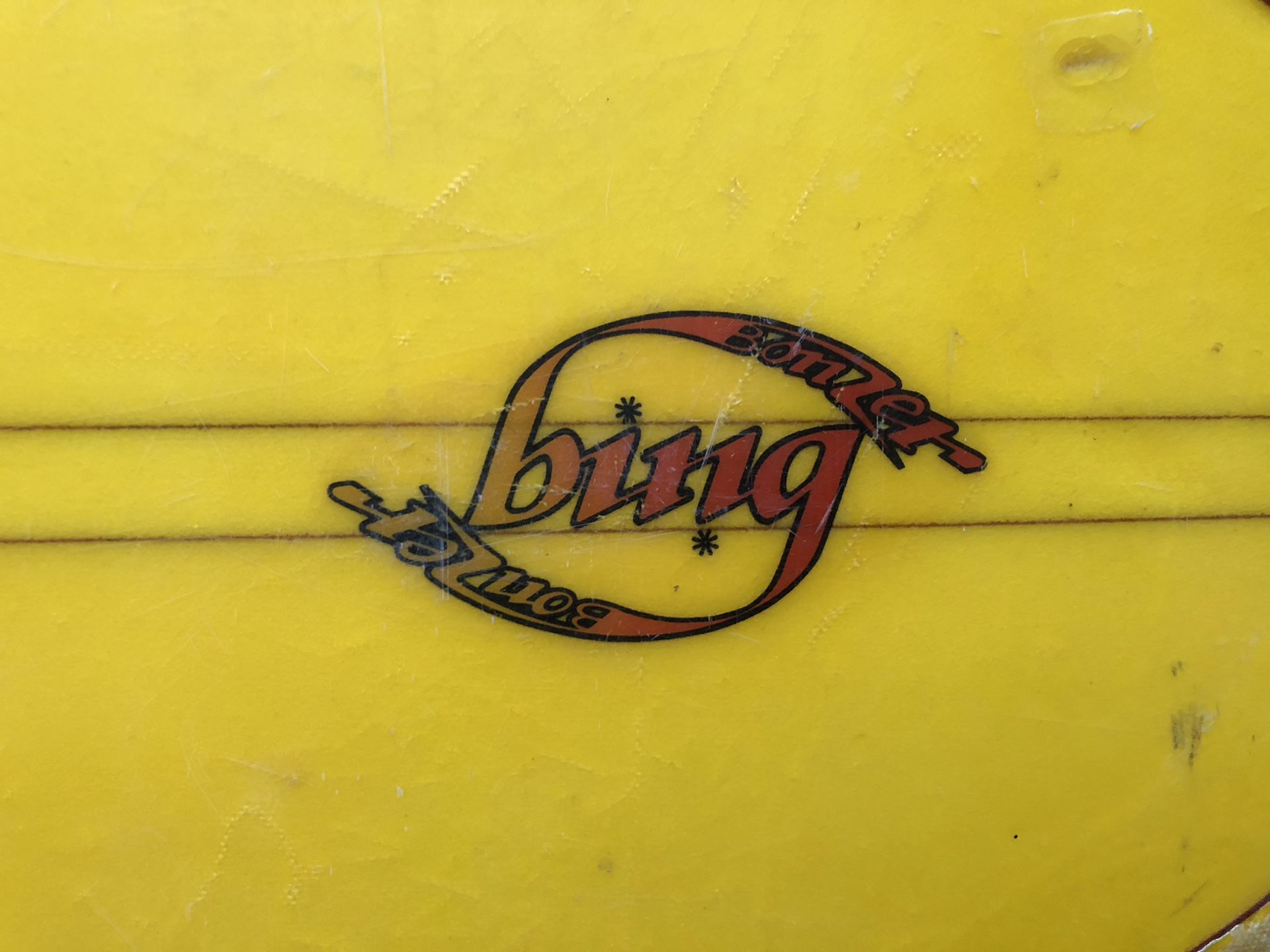 Rare Vintage 70s Bing Bonzer Surfboard - shaped, signed by Mike Eaton