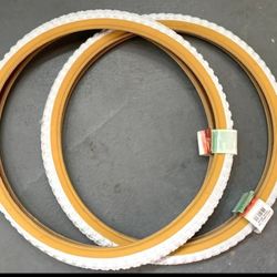 PAIR(2pcs) BICYCLE TIRES 24" X 1.75 WHITE/GUM WALL DURO COMP BMX BIKES