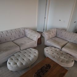 Grey Chesterfield Fabric Sofa