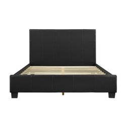 Brand New Black Faux Leather Queen Platform Bedframe