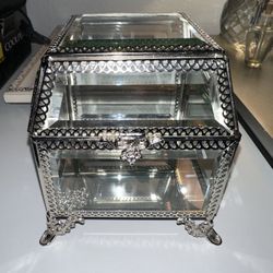 Antique Style Glass Jewelry Box 