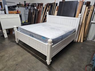White King Wood Bed Frame with Mattress