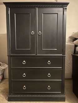 Black TV Armoire / Storage Cabinet – Good Condition