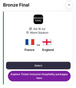 Selling Bronze Match Tickets - Section 350, Category 2