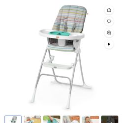Bright Starts Dine Delight Compact Folding High Chair with 3-Section Plate, Unisex, Infant to Toddler