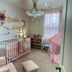 Baby Girl Bedroom ( Crib And Rocking Chair) 