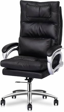 Office Executive Chair High Back Adjustable Managerial Desk Chair, Ergonomic Swivel Computer PU Leather Chair with Detachable Lumbar Support for Offic