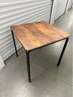Rustic Wood Grain Square Dining Table with Black Metal Legs