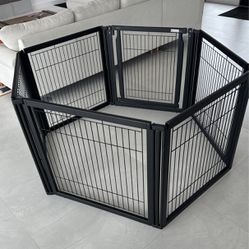 Richell Elite  6 Panel Convertible Pet Gate/ Pen/Crate-Black