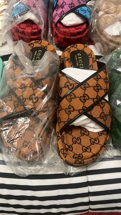 Gucci GG Canvas Cross Slide Sandals