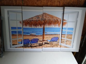 4 Panel Beach Scene Painting 