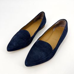 Everlane Navy Blue Modern Suede Point Flat Shoes Women’s 7