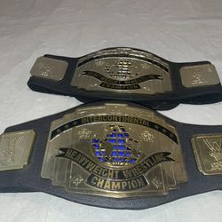 2 WWE Intercontinental Championship Title Belt Kids Jakks 2004 Toy Black Wwf