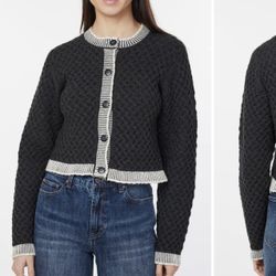 Habitual Grey And White Cardigan