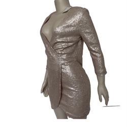 Fab'rik  V-neck Sequin Gold Size Medium Mini Dress (NEW)