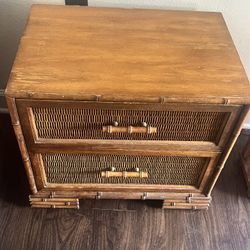 Bamboo Night Stand / End Table. 21” High, 24” Wide, 16” Deep. Drawers do stick.
