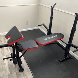 OppsDecor 330lbs Foldable Olympic Weight Bench w/ Rack Leg Developer