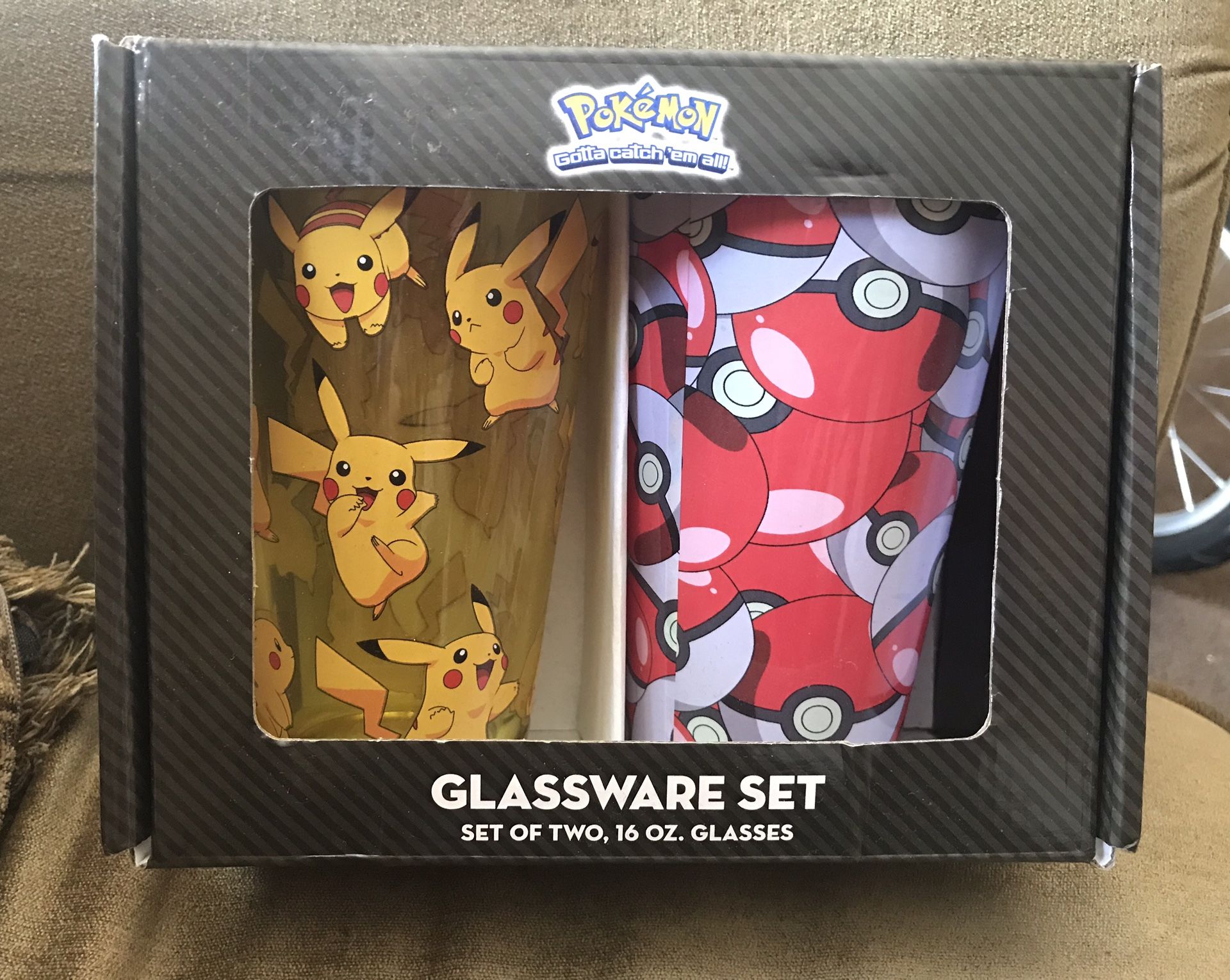 Pokémon Glassware set of 2, 16oz Glasses/Cups