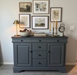 Solid Wood Refinished Dark Gray Buffet / Credenza- delivery available