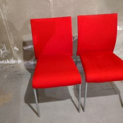 Red/Blue Upholstered, Stackable Chairs