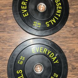 Olympic Bumper Plate Weight Dumbell Plates, 35 lbs, 45 lbs, 55 lbs, 10lbs, 15lbs, 25 lbs, Pair Black