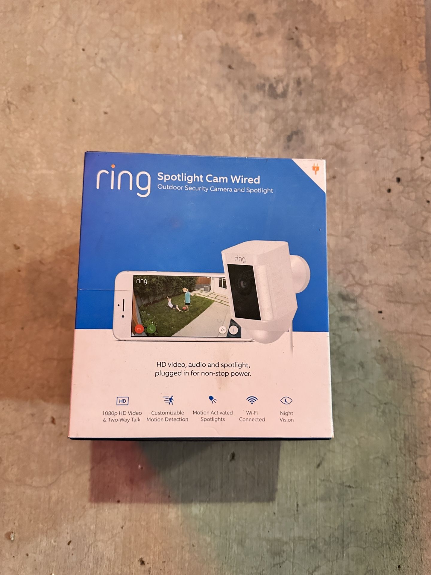 Ring Spotlight Cam Plus, Plug-In - Smart Security Video Camera with 2 Motion-Activated LED Spotlights, 2-Way Talk, Color Night Vision, White