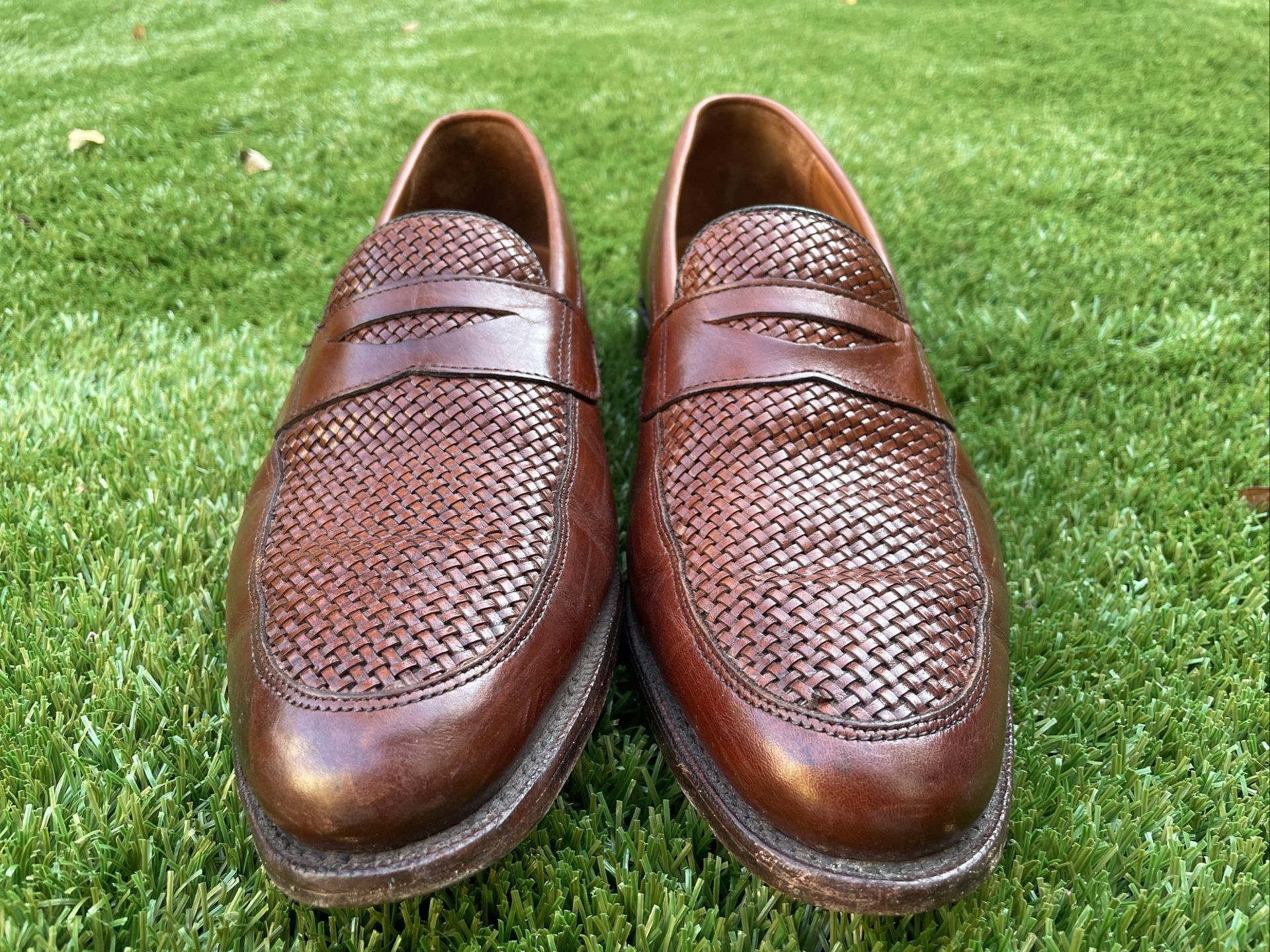 Allen Edmonds Shoes Lake Bluff Weave Dress Loafer 8 D brown‎ leather Fit check for these loafers : r/allenedmonds main image 2