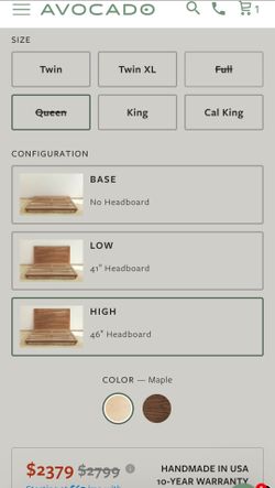 Avocado Malibu 2  Queen Headboard Bed