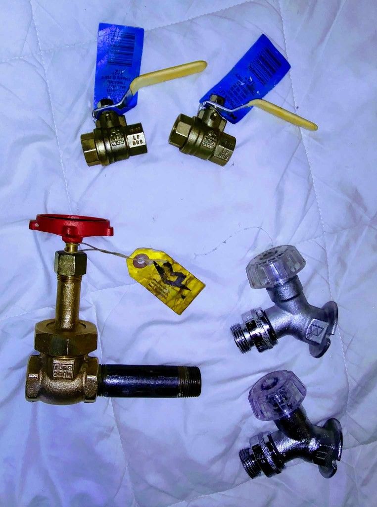 valves, 2 Nibco Brass ball valves, 2 Nidel Vacuum breaker, gate Valve