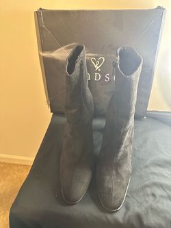 Windsor Black Suede-Ankle Boots | Women's Size 8.5 | Block Heel