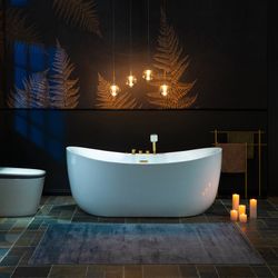 BG400+F0045BG 72" x 35-3/8" Whirlpool and Air Bath Heated Soaking Combination Tub with Adjustable Speed Air Blower and Display Control Panel, Brushed 