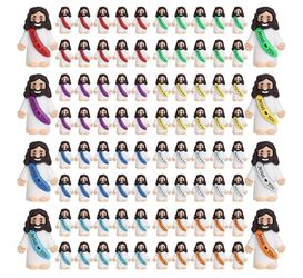 80 Pcs Jesus Loves You Figures, Multicolor Mini Jesus Figurines in Bulk