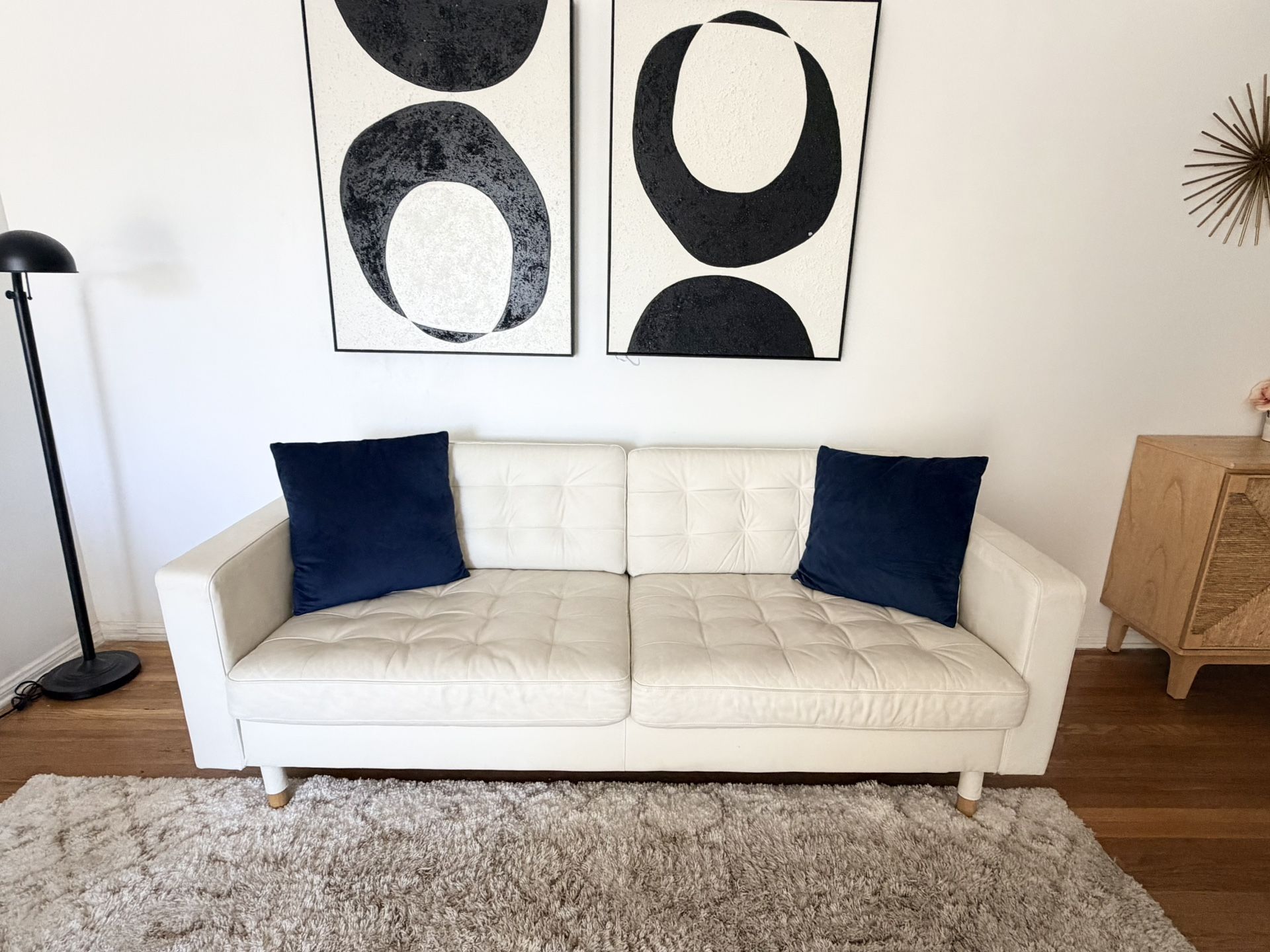 IKEA Morabo Genuine Leather Couch Sofa White $250