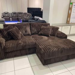 New In Boxes 2pc. Brown Sectional Sofa 