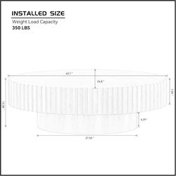 Modern Oval Fluted Drum Coffee Table for Living Room, Apartment (Black, 43.7'')