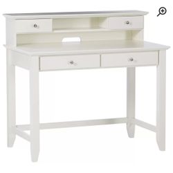 DESK- SOLID WOOD - Secretary DESK W/ Hutch - WHITE