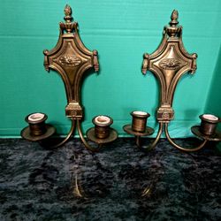 Vintage Brass Wall Sconces Neoclassical Baroque Design 13.5"