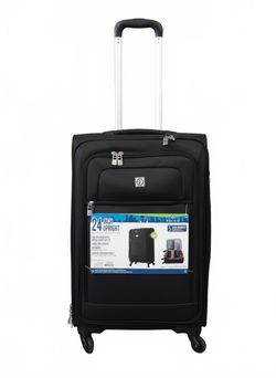 Protege Unisex Arendale 24 Inch Softside Spinner Luggage Suitcase Black Checked